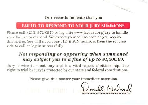  To notify you that you may need to serve as a jury member, you get a jury duty summons. . Notice of failure to respond to jury summons los angeles reddit